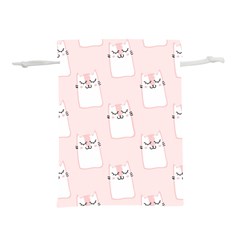 Pattern Pink Cute Sweet Fur Cats Lightweight Drawstring Pouch (S)