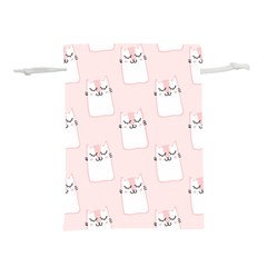 Pattern Pink Cute Sweet Fur Cats Lightweight Drawstring Pouch (L)