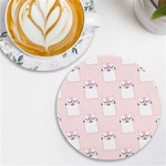 Pattern Pink Cute Sweet Fur Cats UV Print Round Tile Coaster Front