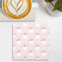 Pattern Pink Cute Sweet Fur Cats UV Print Square Tile Coaster 