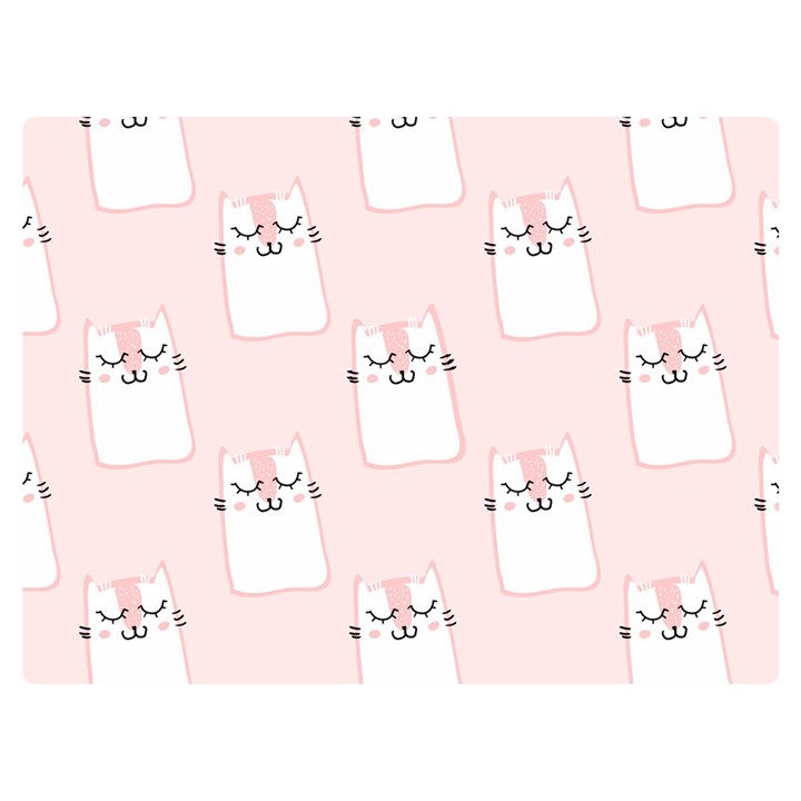 Pattern Pink Cute Sweet Fur Cats Two Sides Premium Plush Fleece Blanket (Extra Small)