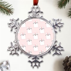 Pattern Pink Cute Sweet Fur Cats Metal Large Snowflake Ornament