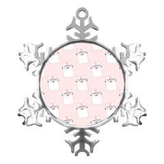 Pattern Pink Cute Sweet Fur Cats Metal Small Snowflake Ornament