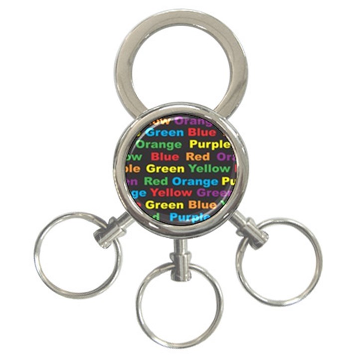 Red Yellow Blue Green Purple 3-Ring Key Chain