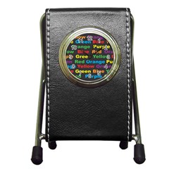 Red Yellow Blue Green Purple Pen Holder Desk Clock by Salman4z