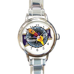 Rocket Space Clipart Illustrator Round Italian Charm Watch by Salman4z