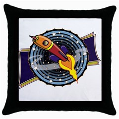 Rocket Space Clipart Illustrator Throw Pillow Case (black) by Salman4z