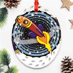 Rocket Space Clipart Illustrator Ornament (oval Filigree)