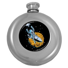 Astronaut Planet Space Science Round Hip Flask (5 Oz) by Salman4z