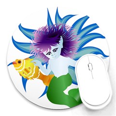 Mermaid Fantasy Undersea Merman Round Mousepad by Salman4z