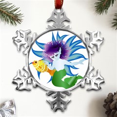 Mermaid Fantasy Undersea Merman Metal Small Snowflake Ornament