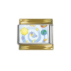 Science Fiction Outer Space Gold Trim Italian Charm (9mm) by Salman4z