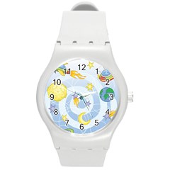 Science Fiction Outer Space Round Plastic Sport Watch (m) by Salman4z