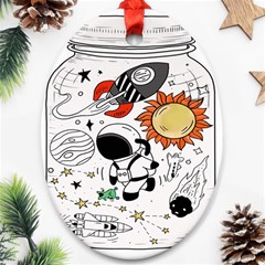 Astronaut Drawing Planet Oval Ornament (two Sides) by Salman4z