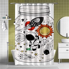 Astronaut Drawing Planet Shower Curtain 48  X 72  (small)  by Salman4z