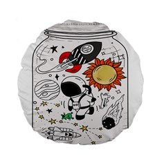 Astronaut Drawing Planet Standard 15  Premium Round Cushions by Salman4z