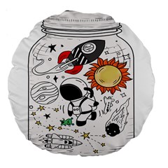 Astronaut Drawing Planet Large 18  Premium Round Cushions by Salman4z