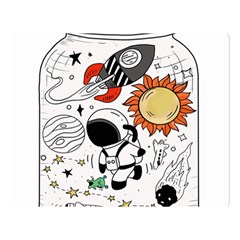 Astronaut Drawing Planet Premium Plush Fleece Blanket (large)