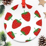 Seamless Pattern Fresh Strawberry Ornament (Round) Front