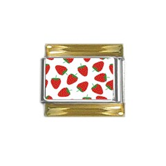 Seamless Pattern Fresh Strawberry Gold Trim Italian Charm (9mm) by Salman4z