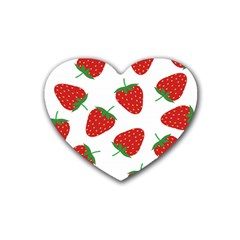 Seamless Pattern Fresh Strawberry Rubber Coaster (heart) by Salman4z