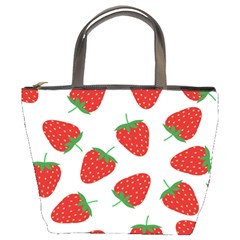 Seamless Pattern Fresh Strawberry Bucket Bag by Salman4z