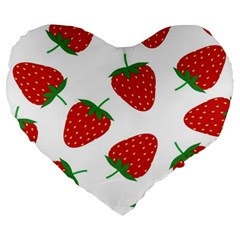 Seamless Pattern Fresh Strawberry Large 19  Premium Heart Shape Cushions by Salman4z