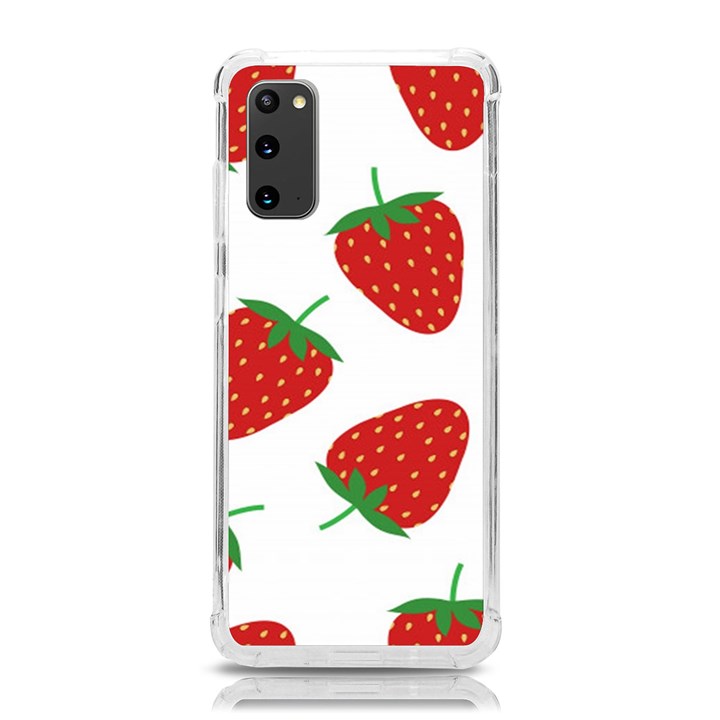 Seamless Pattern Fresh Strawberry Samsung Galaxy S20 6.2 Inch TPU UV Case