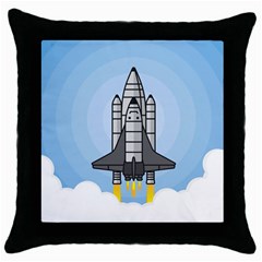 Rocket Shuttle Spaceship Science Throw Pillow Case (black) by Salman4z