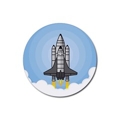 Rocket Shuttle Spaceship Science Rubber Coaster (round) by Salman4z