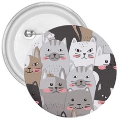 Cute Cats Seamless Pattern 3  Buttons by Salman4z