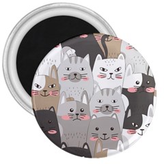 Cute Cats Seamless Pattern 3  Magnets by Salman4z