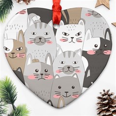 Cute Cats Seamless Pattern Ornament (heart) by Salman4z