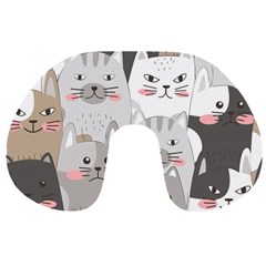 Cute Cats Seamless Pattern Travel Neck Pillow