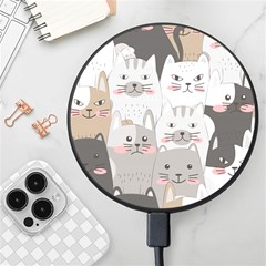 Cute Cats Seamless Pattern Wireless Fast Charger(black)