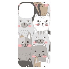 Cute Cats Seamless Pattern Iphone 14 Black Uv Print Case