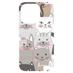 Cute Cats Seamless Pattern Iphone 14 Pro Black Uv Print Case