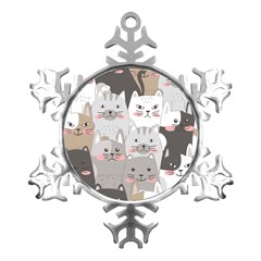 Cute Cats Seamless Pattern Metal Small Snowflake Ornament