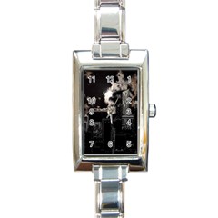 City Night Moon Skyline Skyscraper Rectangle Italian Charm Watch