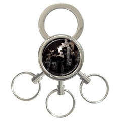 City Night Moon Skyline Skyscraper 3-ring Key Chain by Salman4z