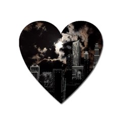 City Night Moon Skyline Skyscraper Heart Magnet by Salman4z