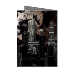 City Night Moon Skyline Skyscraper Mini Greeting Cards (pkg Of 8) by Salman4z