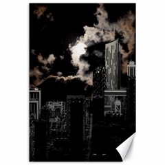 City Night Moon Skyline Skyscraper Canvas 24  X 36  by Salman4z