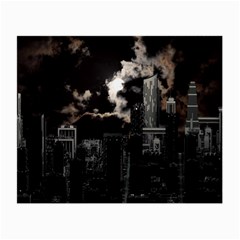 City Night Moon Skyline Skyscraper Small Glasses Cloth (2 Sides) by Salman4z