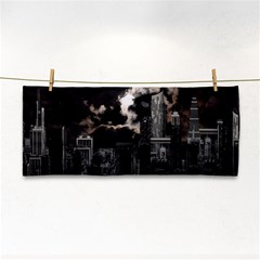 City Night Moon Skyline Skyscraper Hand Towel by Salman4z