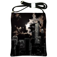 City Night Moon Skyline Skyscraper Shoulder Sling Bag by Salman4z