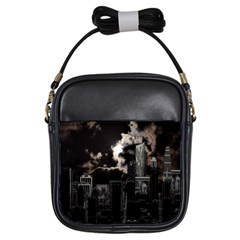 City Night Moon Skyline Skyscraper Girls Sling Bag by Salman4z