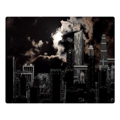 City Night Moon Skyline Skyscraper Two Sides Premium Plush Fleece Blanket (large) by Salman4z