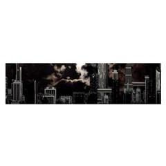 City Night Moon Skyline Skyscraper Oblong Satin Scarf (16  X 60 ) by Salman4z