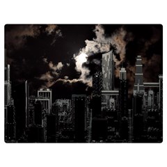 City Night Moon Skyline Skyscraper Two Sides Premium Plush Fleece Blanket (extra Small) by Salman4z